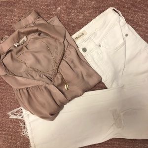 Mauve satiny western silhouette blouse